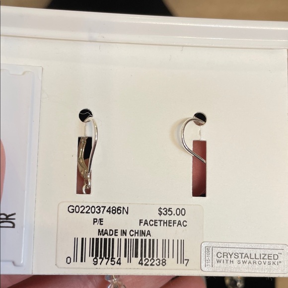 Givenchy NWT Crystal and Pearl Silver Linear Earrings - Picture 2 of 4